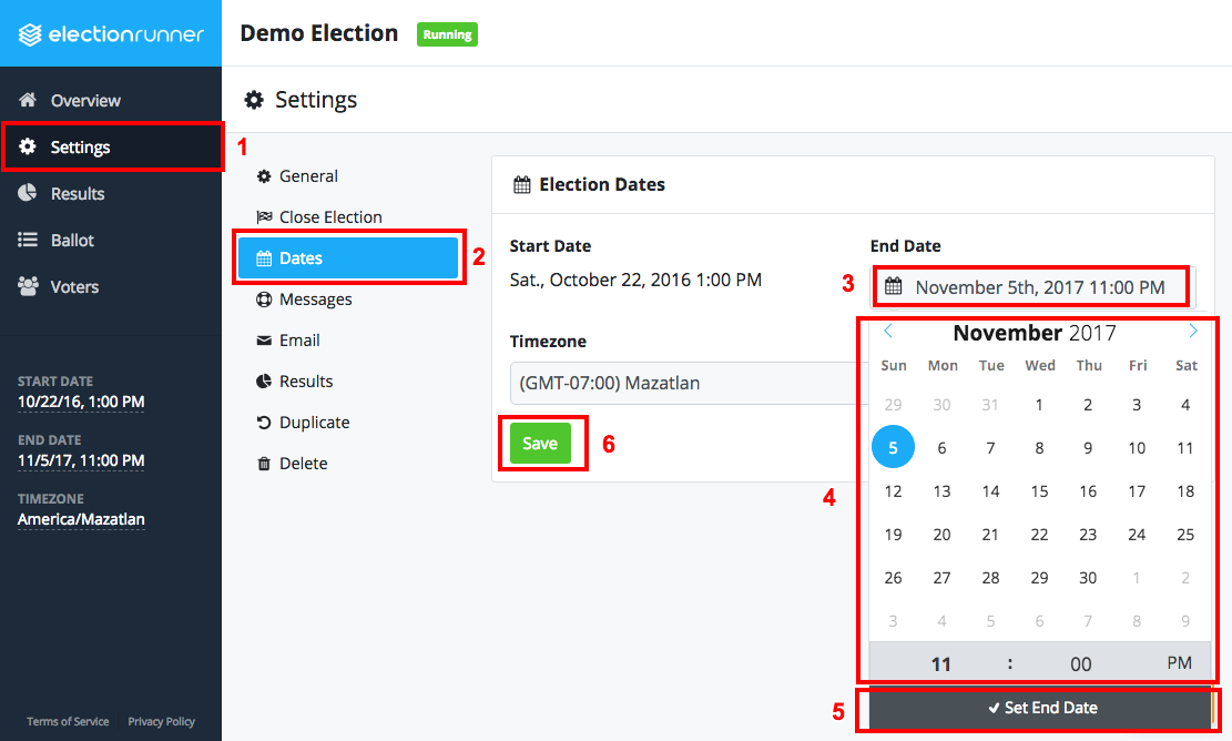 Election Settings - Extend